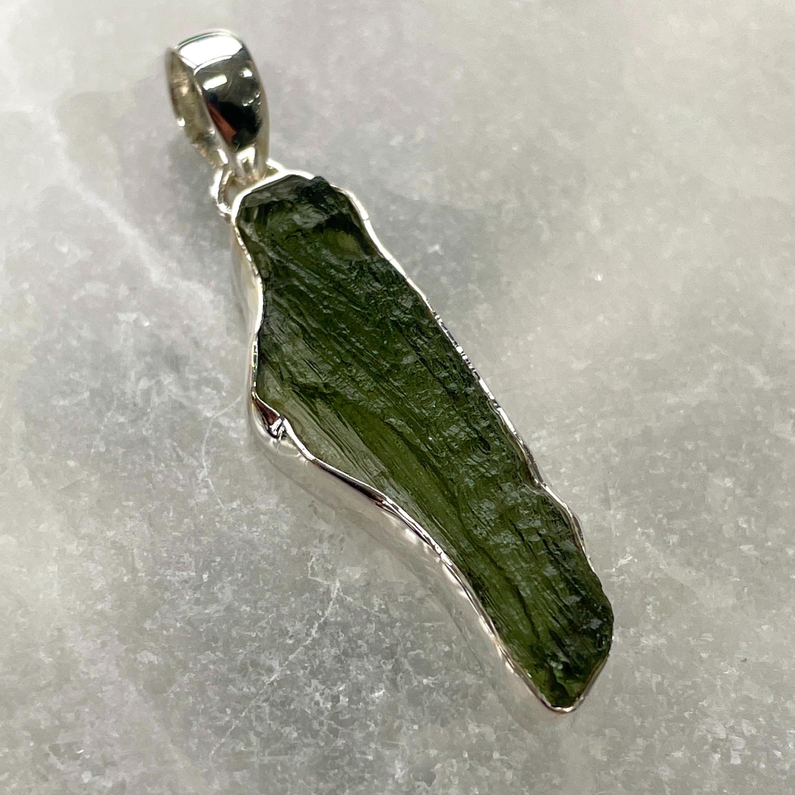 Moldavite - Silver Pendant Large - M33 Moldavite - Silver Pendant Large - M33
